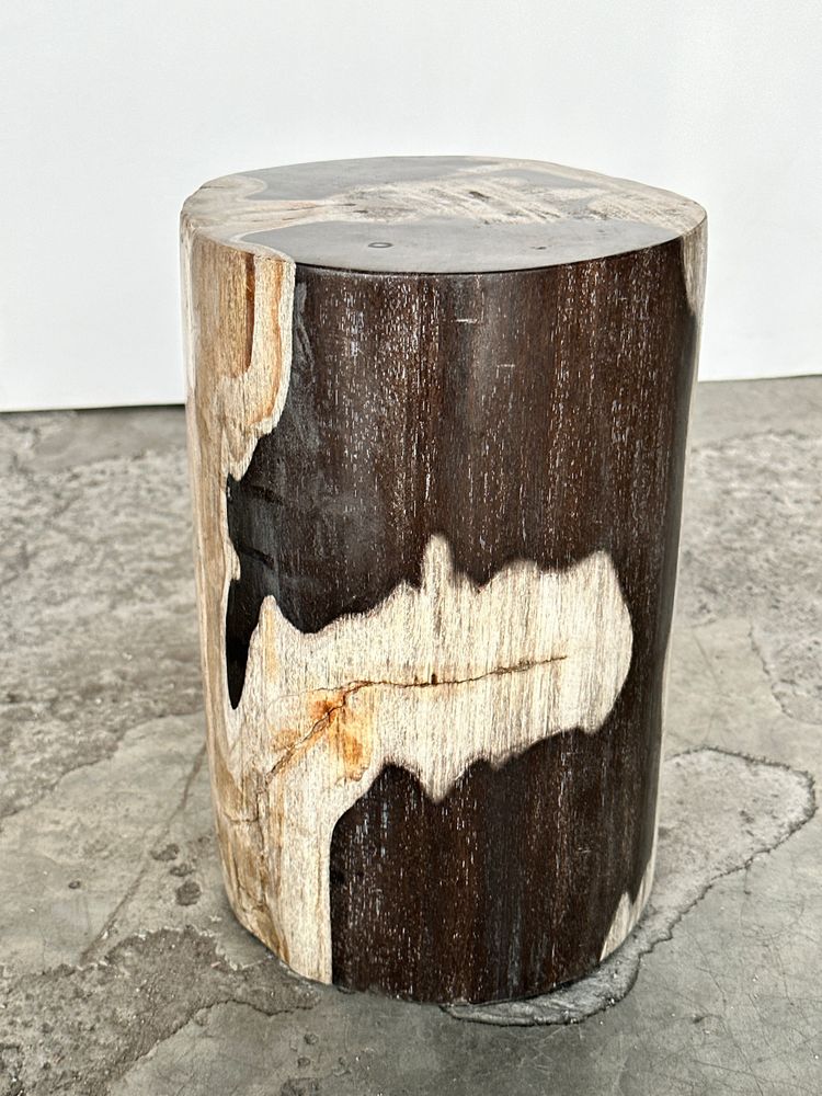 Autres tables - Petite table d'appoint en bois pétrifié noire, blanche et grise H28 D:18,5 - OFFICE OBJETS