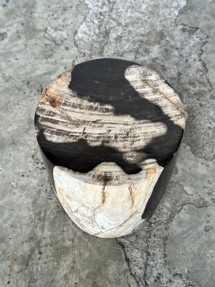 Other tables - Small black, white and gray petrified wood side table H28cm D:19 - OFFICE OBJETS