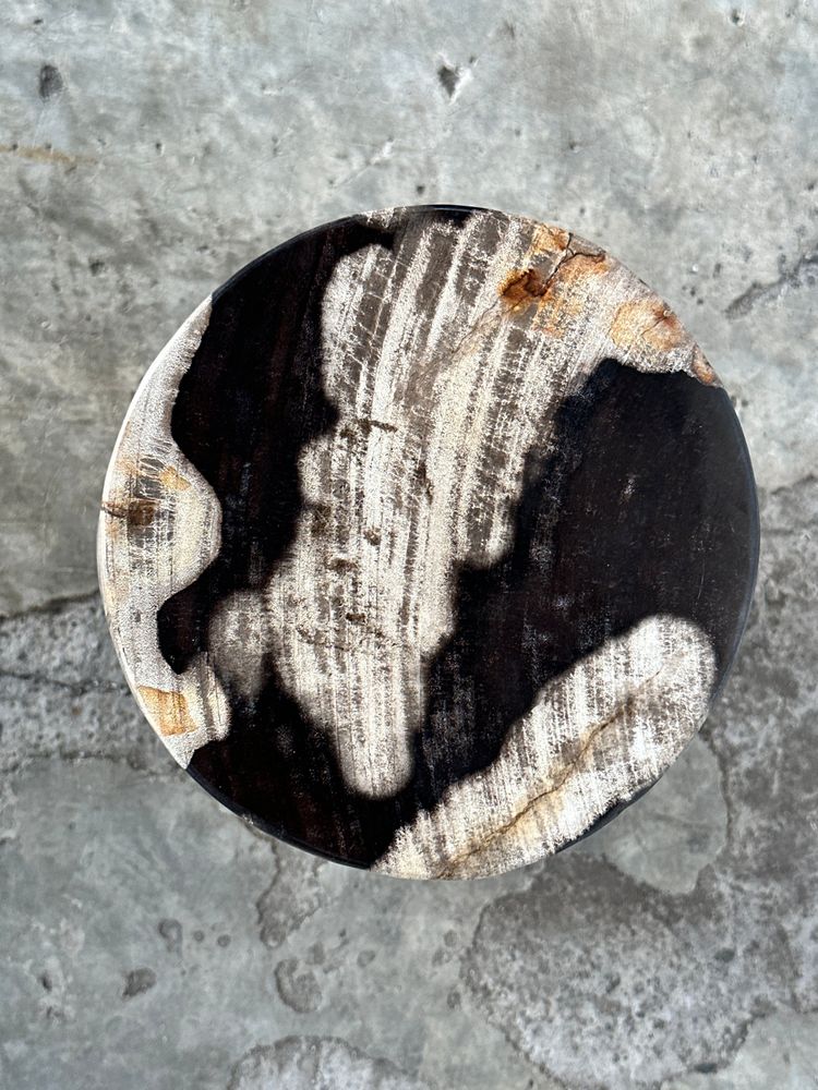 Other tables - Small black, white and gray petrified wood side table H28cm D:19 - OFFICE OBJETS