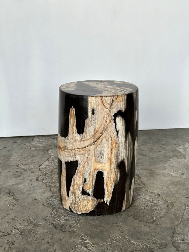 Other tables - Small black, white and gray petrified wood side table H28cm D:19 - OFFICE OBJETS