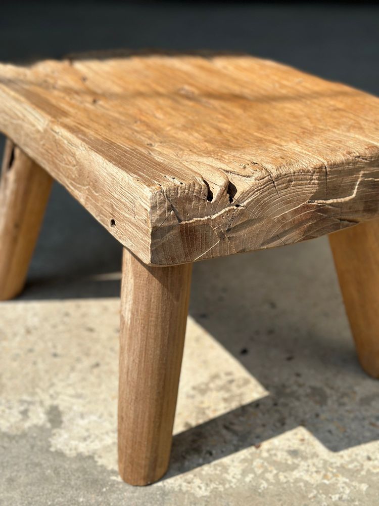 Tabourets - Petite table d'appoint ou tabouret en teck blond quadripode H:30 L43 l30 - OFFICE OBJETS
