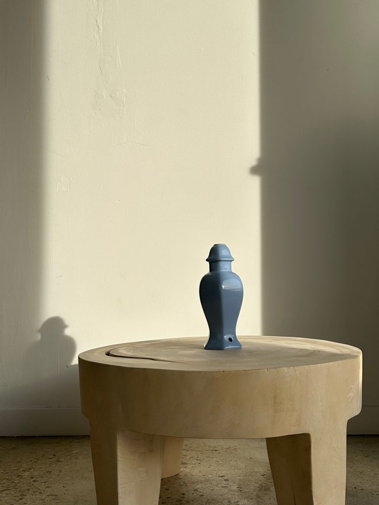 Table lamps - Light blue purple ceramic lamp base H:25cm - OFFICE OBJETS