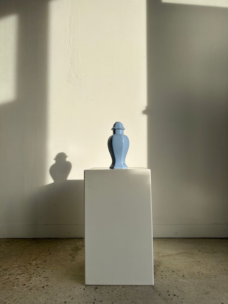 Table lamps - Light blue purple ceramic lamp base H:25cm - OFFICE OBJETS