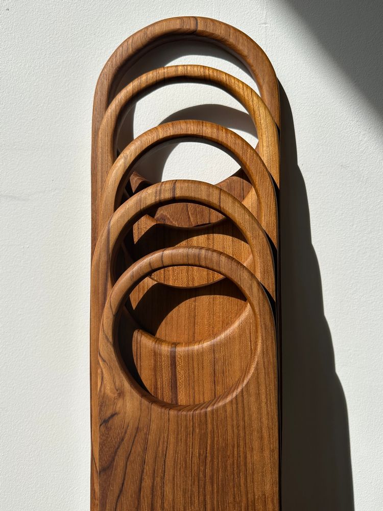 Ustensiles de cuisine - Planche à découper ou de présentation en teck monoxyle à anse (T1) - OFFICE OBJETS