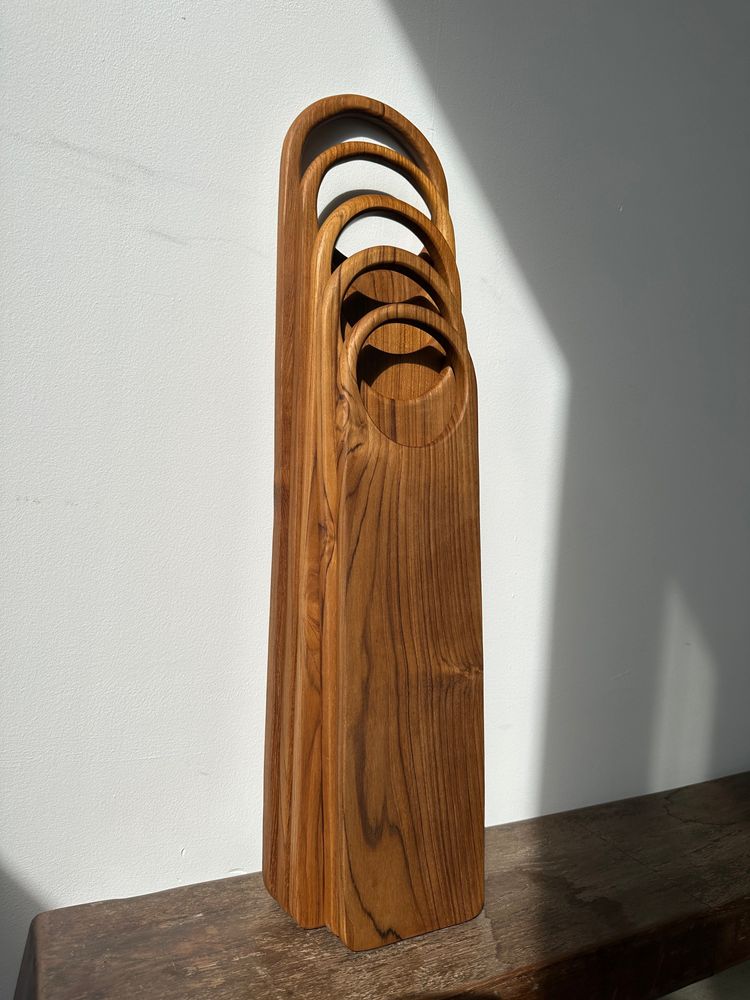 Ustensiles de cuisine - Planche à découper ou de présentation en teck monoxyle à anse (T1) - OFFICE OBJETS