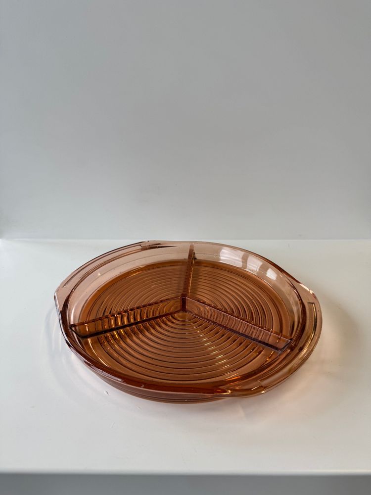 Plats et saladiers - Plat à compartiment en verre rose Rosaline - OFFICE OBJETS