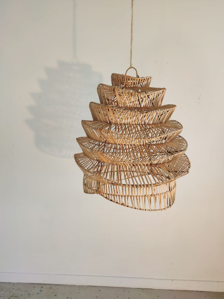Hanging lights - Suspension in woven rattan in the shape of a natural accordion - OFFICE OBJETS