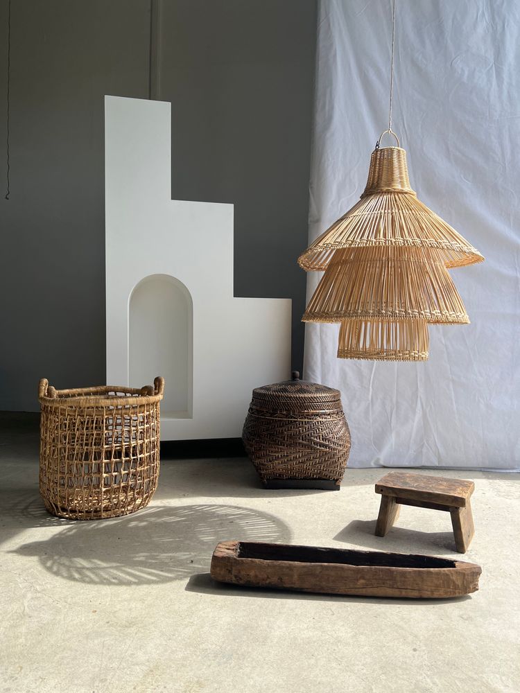 Hanging lights - Rattan pendant or light fixture in the shape of an Asian lantern H:70 D:70 - OFFICE OBJETS