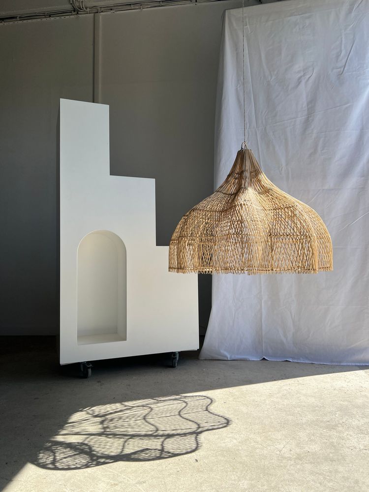 Suspensions - Suspension, luminaire en rotin en forme de fleur, tulipe, corolle H:80cm D80cm - OFFICE OBJETS