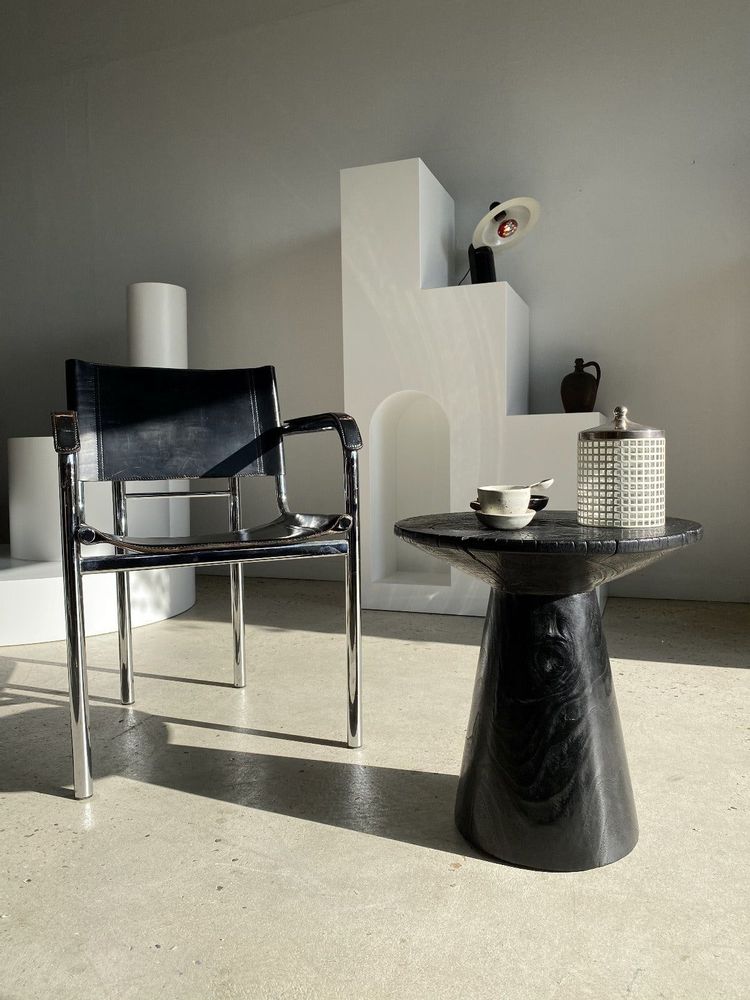 Other tables - Side table in black solid wood (monoxyle) conical base - OFFICE OBJETS