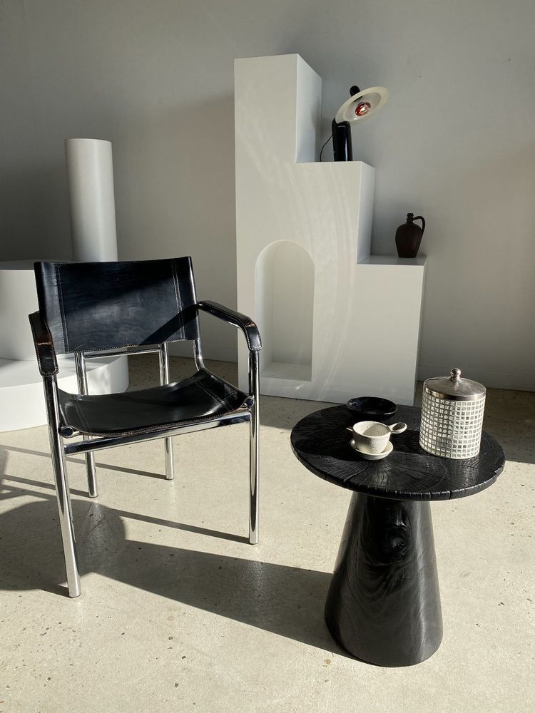 Other tables - Side table in black solid wood (monoxyle) conical base - OFFICE OBJETS