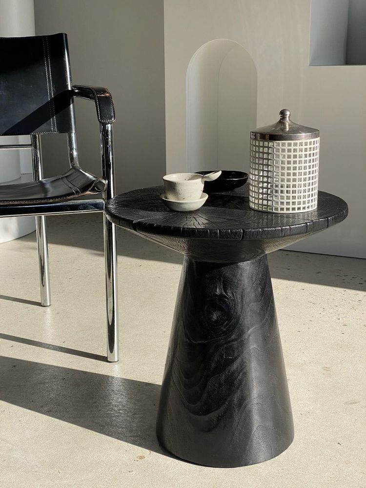 Other tables - Side table in black solid wood (monoxyle) conical base - OFFICE OBJETS