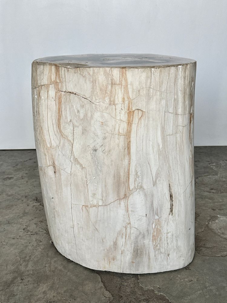 Autres tables - Table d'appoint en bois pétrifié à dominante blanche cœur couronne noire H:40 D:24-30 - OFFICE OBJETS