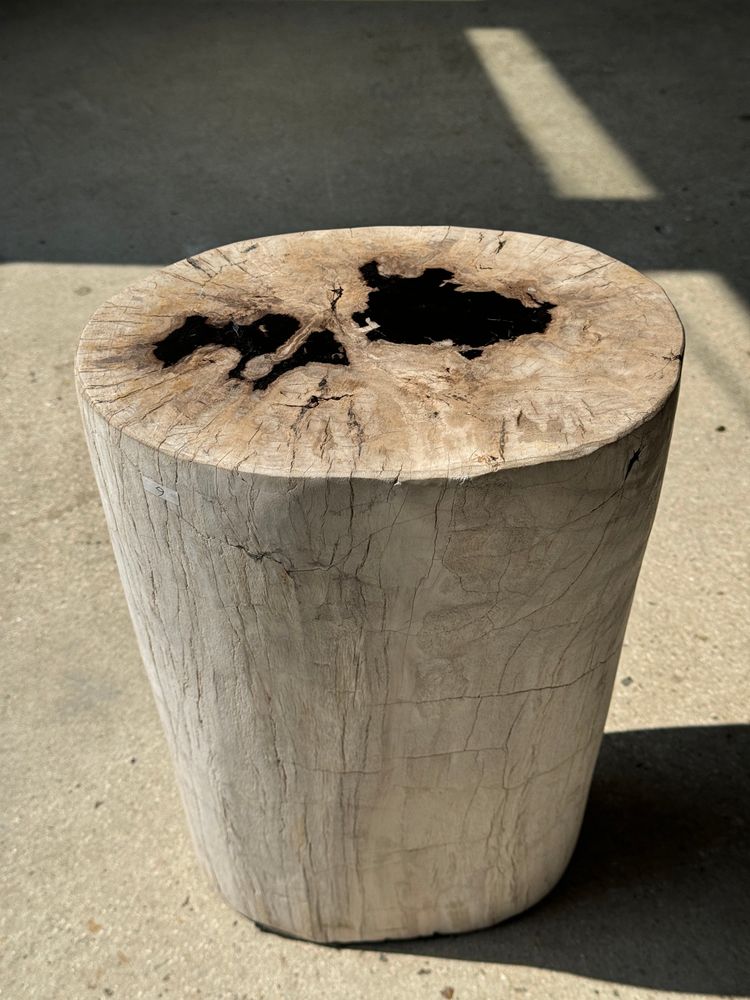 Other tables - Side table in petrified wood, predominantly white with black spots in the heart H:41 D:20 - OFFICE OBJETS