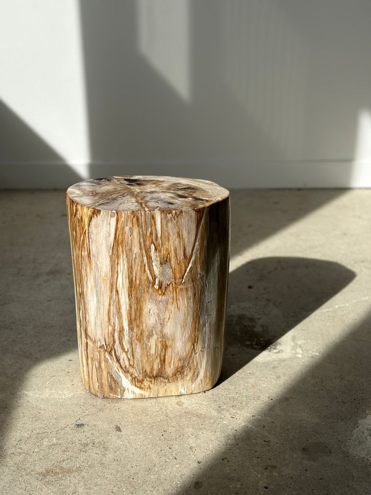 Autres tables - Table d'appoint en bois pétrifié multicolore à dominante claire H:36cm D:25cm - OFFICE OBJETS
