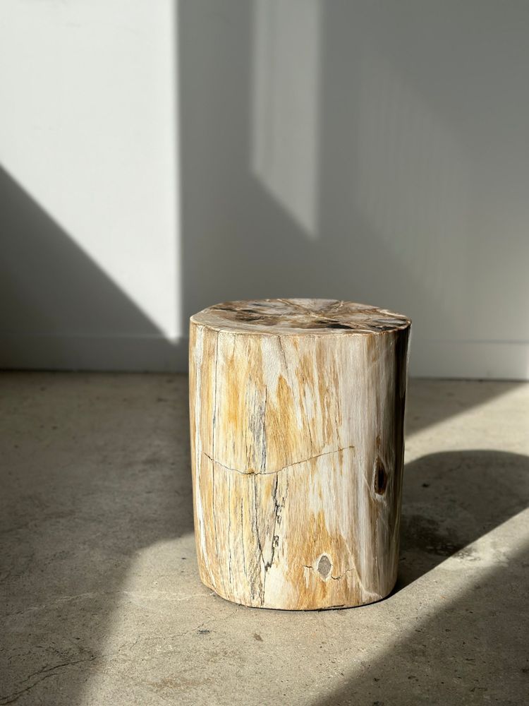 Autres tables - Table d'appoint en bois pétrifié multicolore à dominante claire H:36cm D:25cm - OFFICE OBJETS