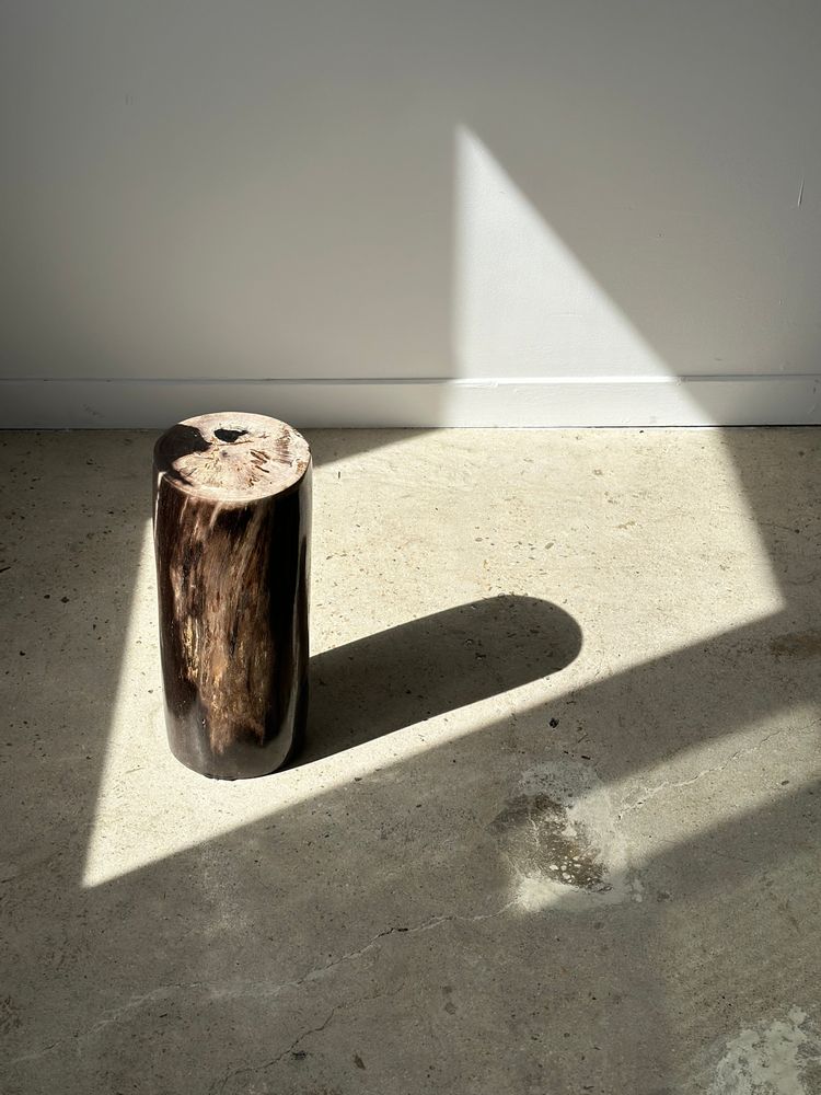 Other tables - Side table in multicolored petrified wood, white top, black side H:44cm D:18cm - OFFICE OBJETS