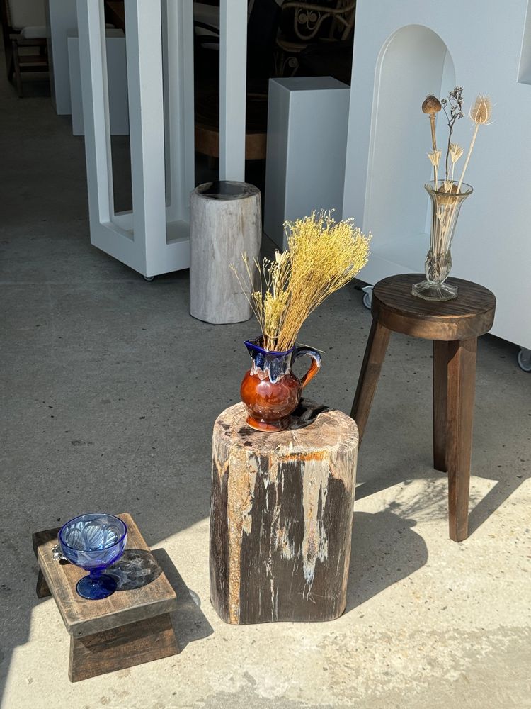 Other tables - Brown multicolor organic petrified wood side table H:39 D:21-26 - OFFICE OBJETS
