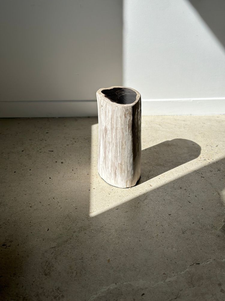 Autres tables - Table d'appoint en bois pétrifié tour blanc cœur noir H:36cm D:17cm - OFFICE OBJETS