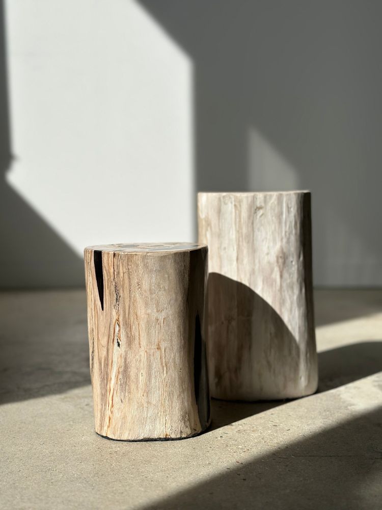 Autres tables - Table d'appoint en bois pétrifié tour blanc cœur noir H:36cm D:17cm - OFFICE OBJETS