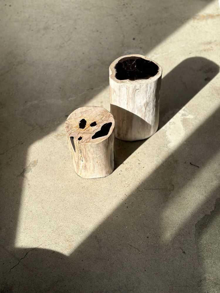 Autres tables - Table d'appoint en bois pétrifié tour blanc cœur noir H:36cm D:17cm - OFFICE OBJETS