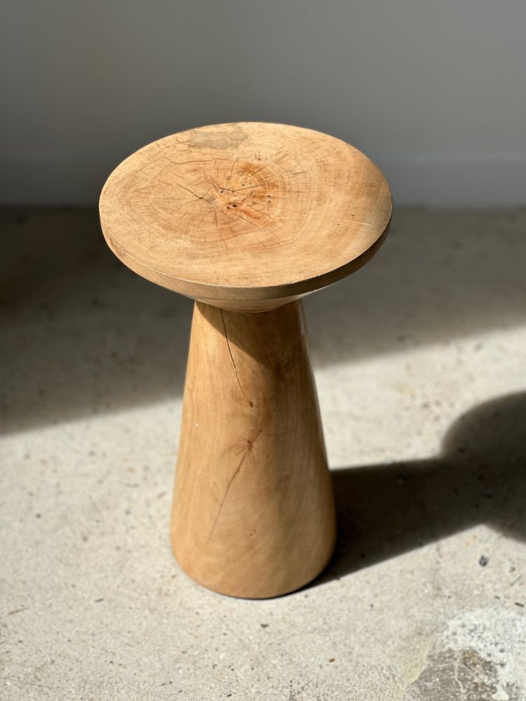 Stools - Side table, end table in natural mango wood monoxyl conical top H:50cm - OFFICE OBJETS