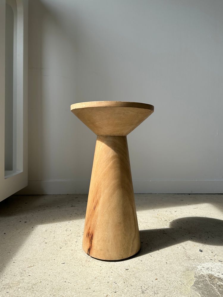Stools - Side table, end table in natural mango wood monoxyl conical top H:50cm - OFFICE OBJETS