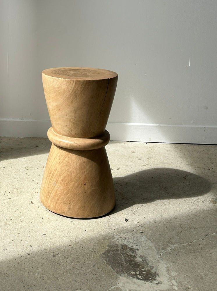 Stools - Side table, end table or stool in natural monoxyl mango wood in coil shape H:46cm D:27cm - OFFICE OBJETS