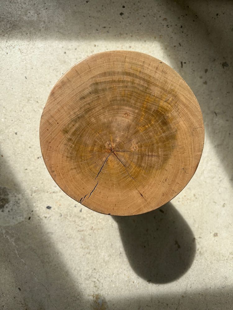 Stools - Side table, end table or stool in natural monoxyl mango wood in coil shape H:46cm D:27cm - OFFICE OBJETS