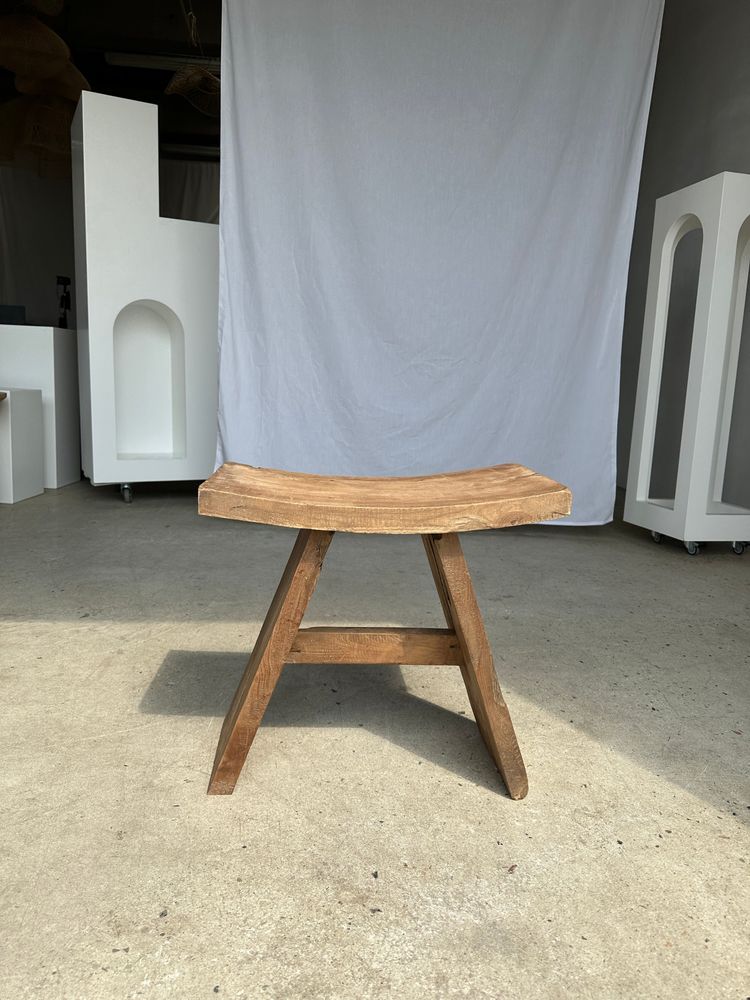 Stools - Curved seat stool in Asian teak - OFFICE OBJETS
