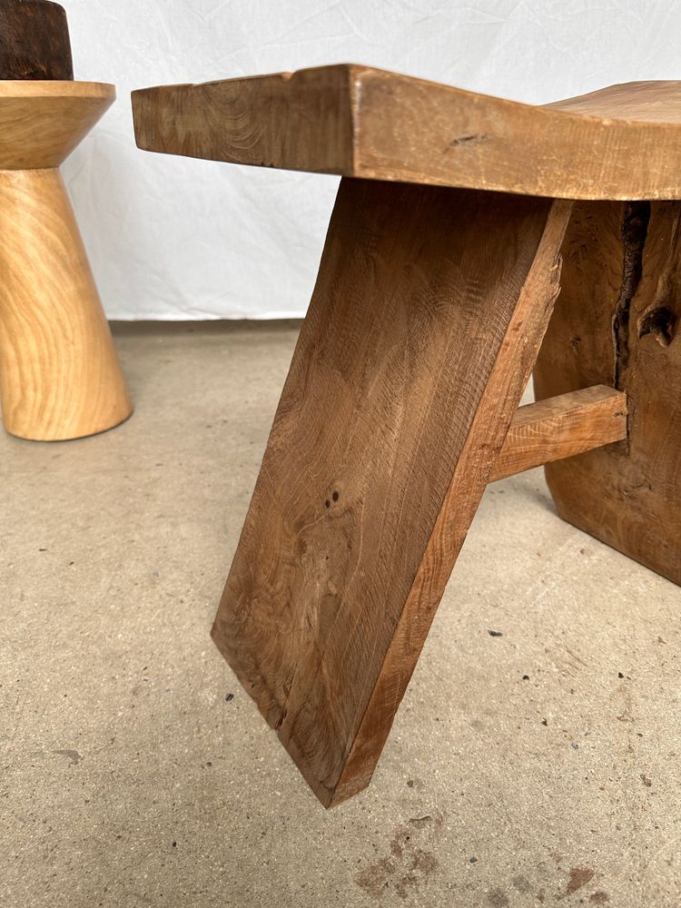 Stools - Curved seat stool in Asian teak - OFFICE OBJETS