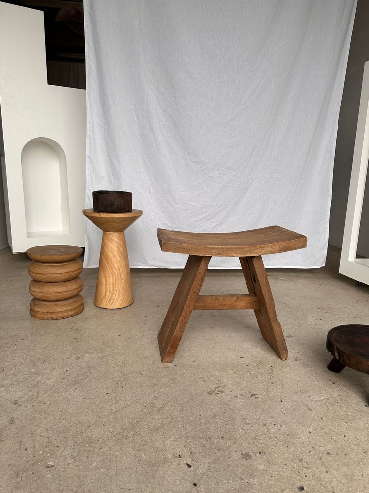 Stools - Curved seat stool in Asian teak - OFFICE OBJETS