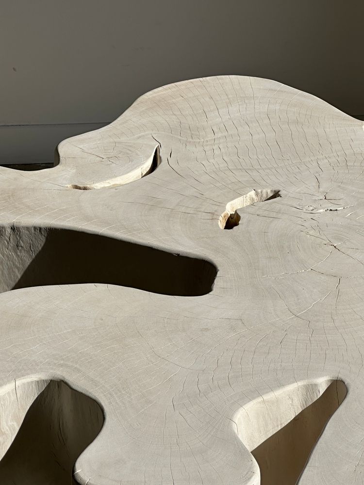 Coffee tables - Very large coffee table in bleached mango wood, organic top D: 140cm - OFFICE OBJETS