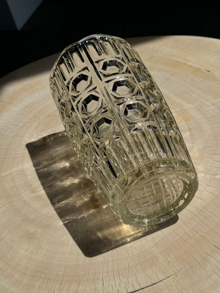 Vases - Italian molded glass vase with geometric patterns H23 - OFFICE OBJETS