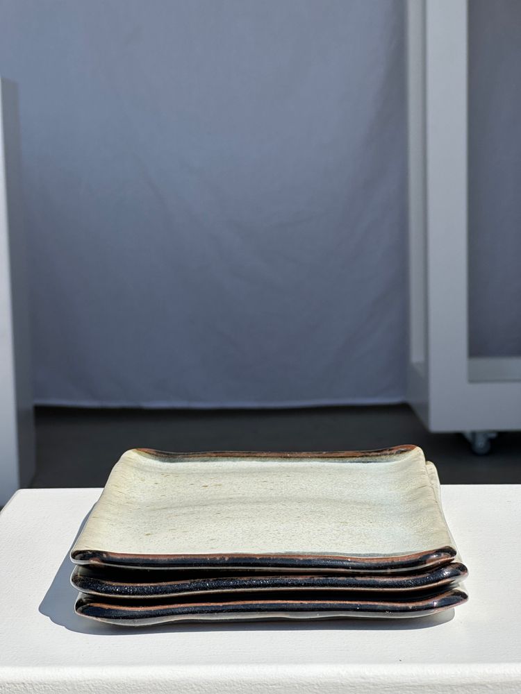 Platter and bowls - Trio of small rectangular white and black serving dishes in Indonesian ceramic 21x16 - OFFICE OBJETS
