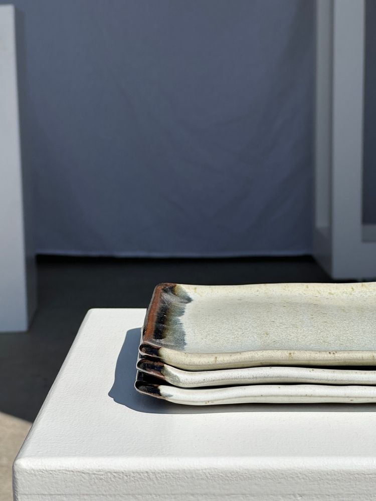 Platter and bowls - Trio of small rectangular white and black serving dishes in Indonesian ceramic 21x16 - OFFICE OBJETS