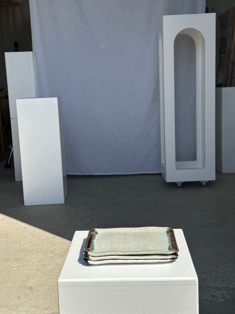 Platter and bowls - Trio of small rectangular white and black serving dishes in Indonesian ceramic 21x16 - OFFICE OBJETS