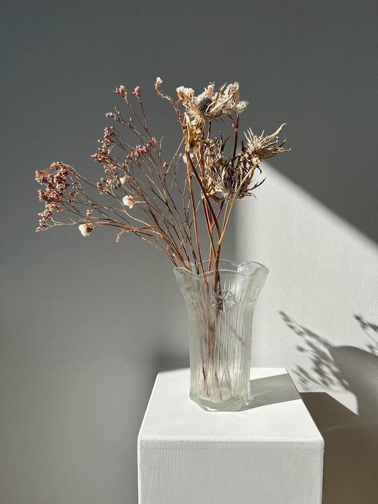 Vases - Vintage glass vase with floral patterns H:22cm - OFFICE OBJETS