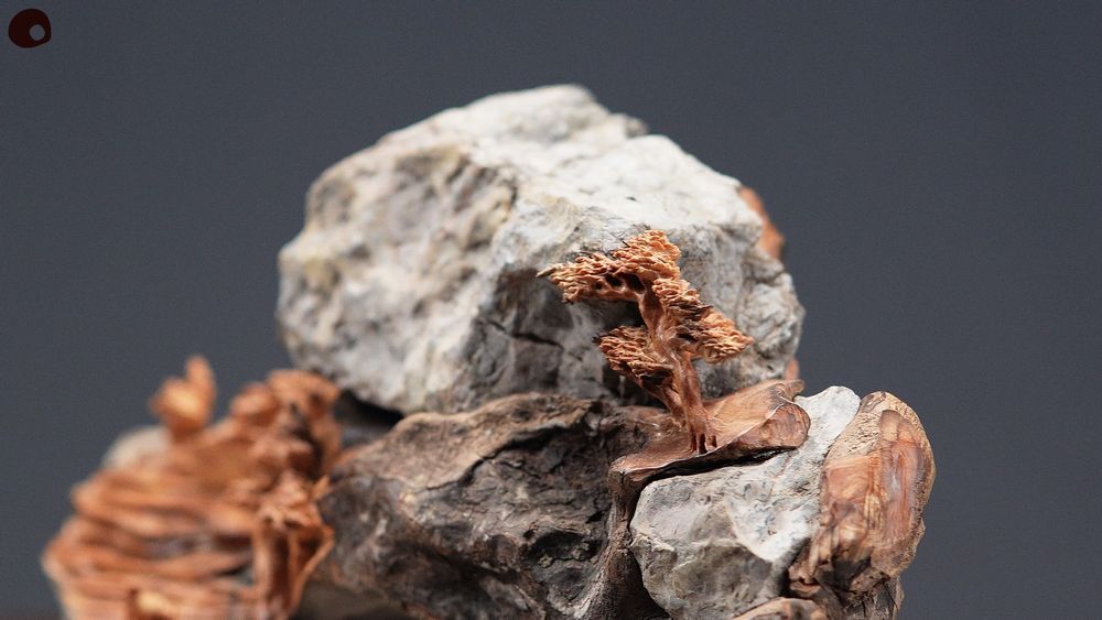 Unique pieces - Wooden village overlooked by a rock - Sculpture - MÙ STUDIO