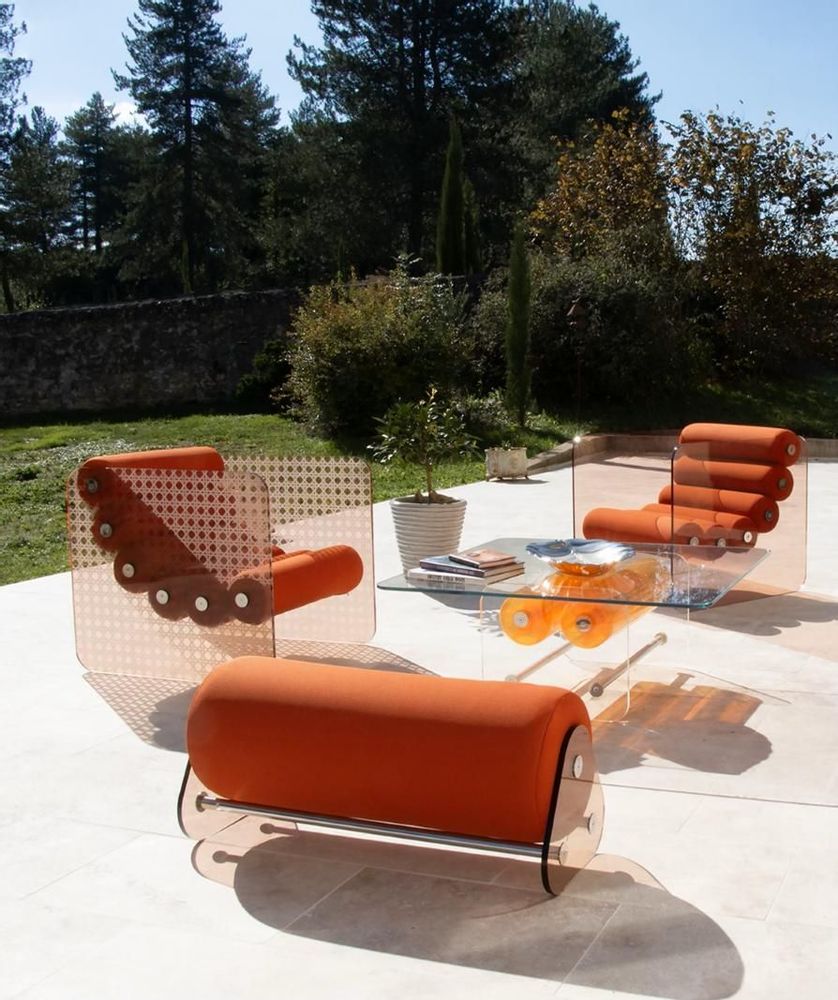 Lawn sofas - MW02 CANNAGE PMMA ORANGE - Residential and HORECA markets - MW DESIGNER FURNITURE