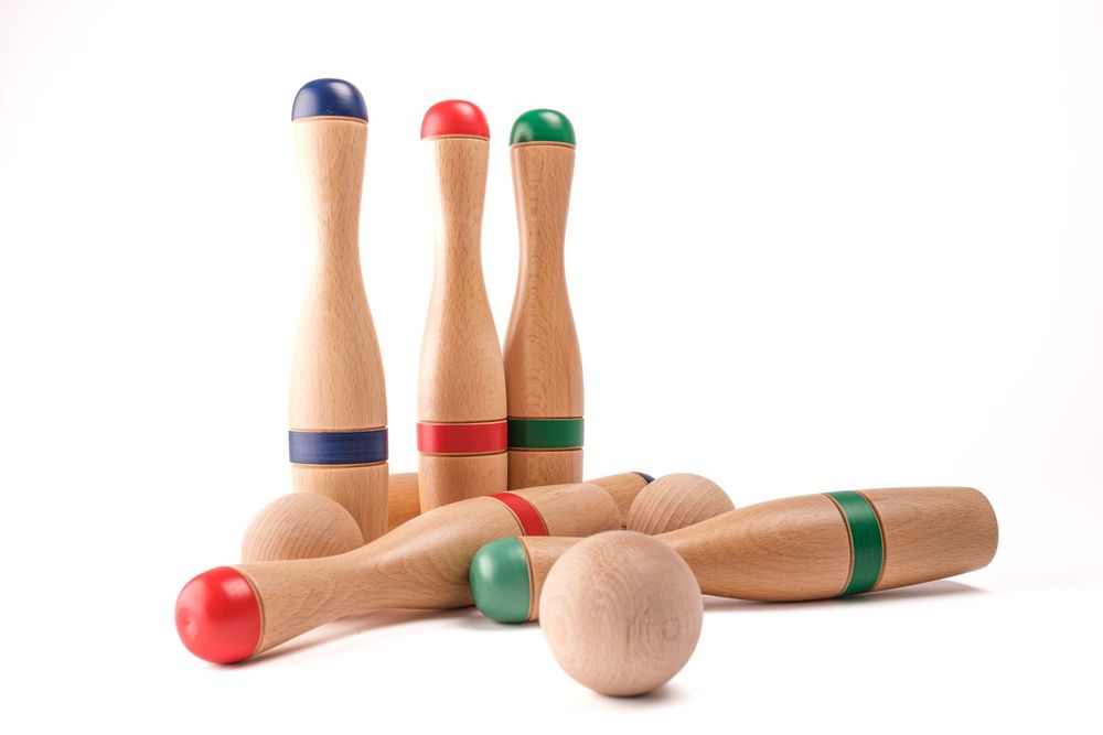 Toys - Classic Bowling Set 24 cm (6 pins, cloth bag) - MORA-PLAY