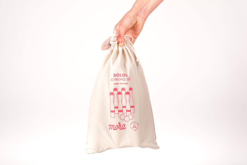 Toys - Classic Bowling Set 24 cm (6 pins, cloth bag) - MORA-PLAY