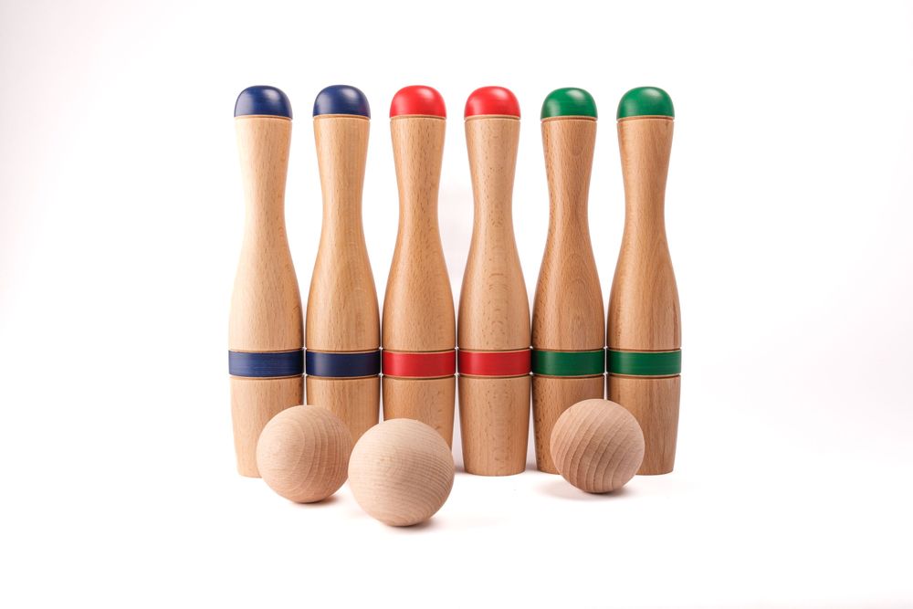 Toys - Classic Bowling Set 24 cm (6 pins, cloth bag) - MORA-PLAY