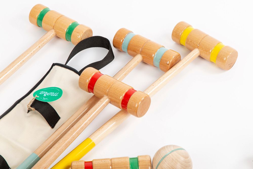 Toys - Wooden croquet set in a hanging bag - MORA-PLAY