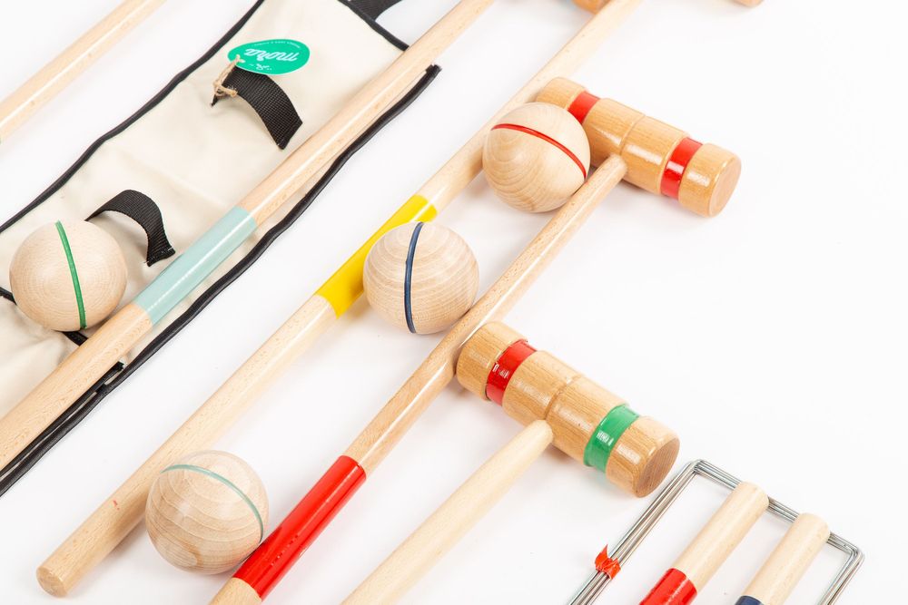 Toys - Wooden croquet set in a hanging bag - MORA-PLAY