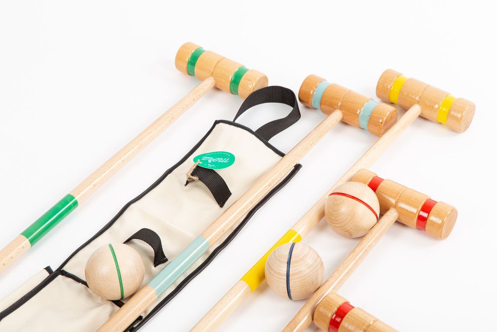 Toys - Wooden croquet set in a hanging bag - MORA-PLAY