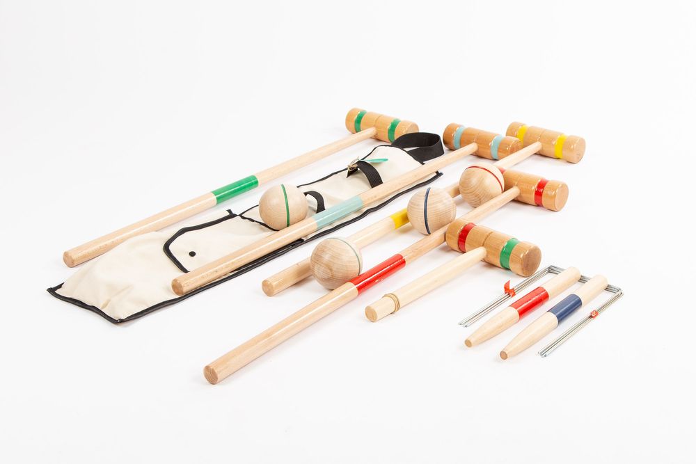 Toys - Wooden croquet set in a hanging bag - MORA-PLAY