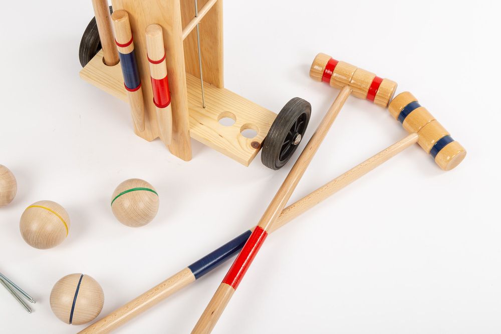 Toys - Croquet game in wooden trolley - 4 players - MORA-PLAY
