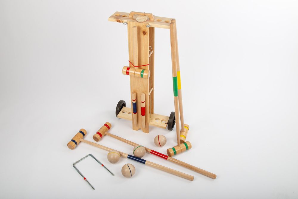Toys - Croquet game in wooden trolley - 4 players - MORA-PLAY