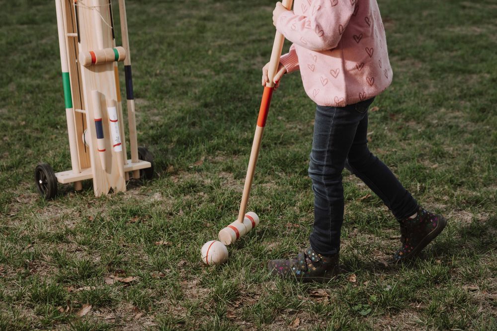 Toys - Croquet game in wooden trolley - 4 players - MORA-PLAY